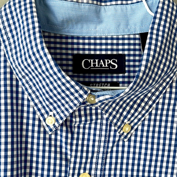 Mens Chaps Navy & White gingham button down shirt - Picture 2 of 7